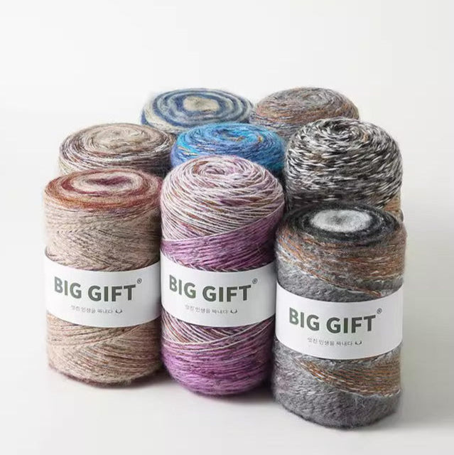 Hand-Dyed Gradient Mohair Wool Yarn – Chunky Multi-Strand for Bags, Hats & Outerwear 300g