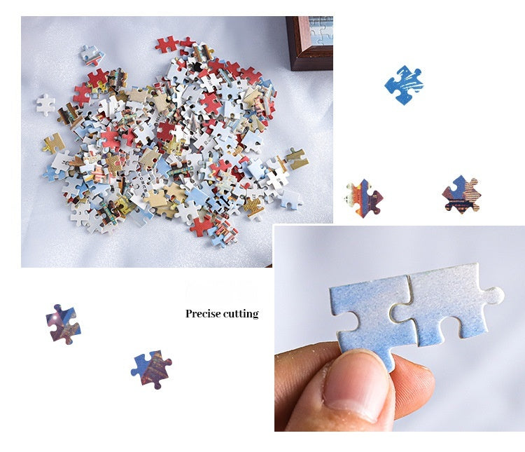 300 Piece Glow in the Dark Jigsaw Puzzle with Wooden Frame – Family Puzzle Game for Adults & Kids – 12.8 × 40 cm