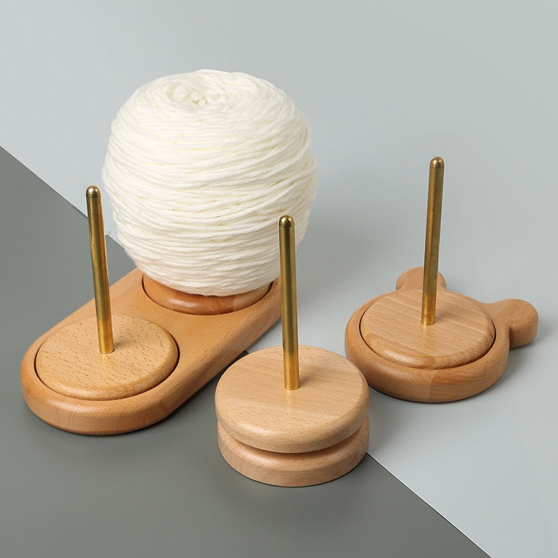 Rotating Wooden Yarn Holder – Single/Double Spool Yarn Dispenser for Crochet & Knitting