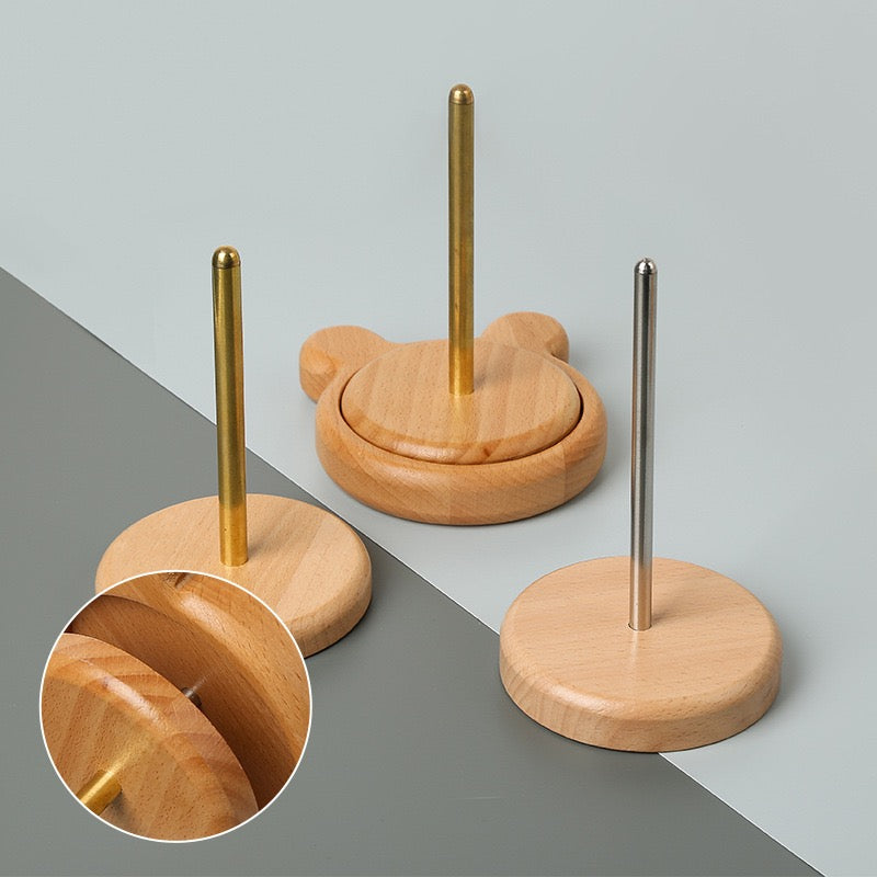 Rotating Wooden Yarn Holder – Single/Double Spool Yarn Dispenser for Crochet & Knitting