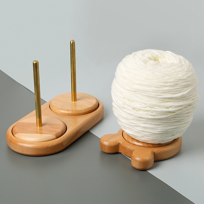Rotating Wooden Yarn Holder – Single/Double Spool Yarn Dispenser for Crochet & Knitting