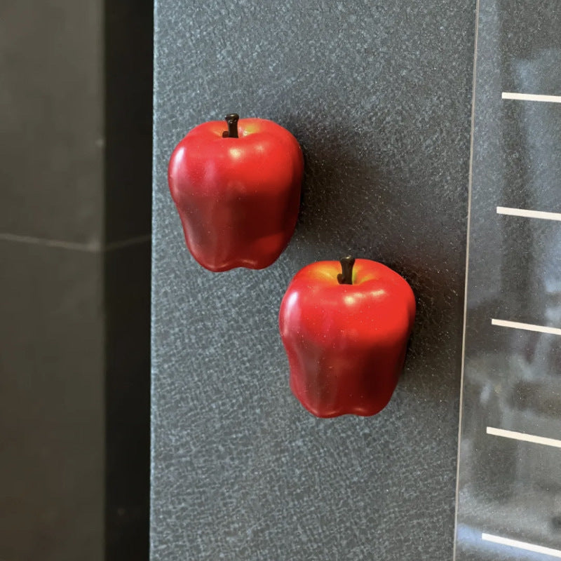 3D Red Apple Fridge Magnet * 2 – Cute Realistic Fruit Magnetic Decor for Kitchen & DIY