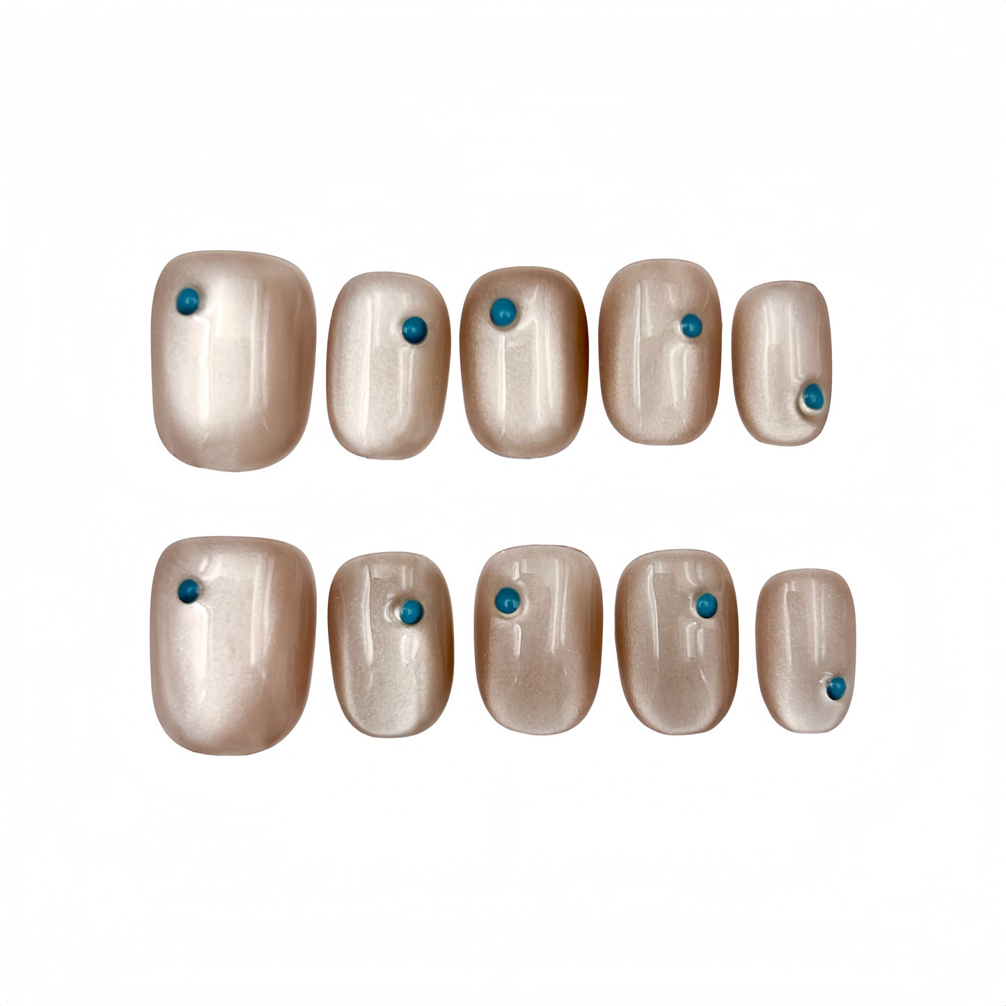 Champagne Blue Dot Press-On Nails - Minimalist False Nails UK