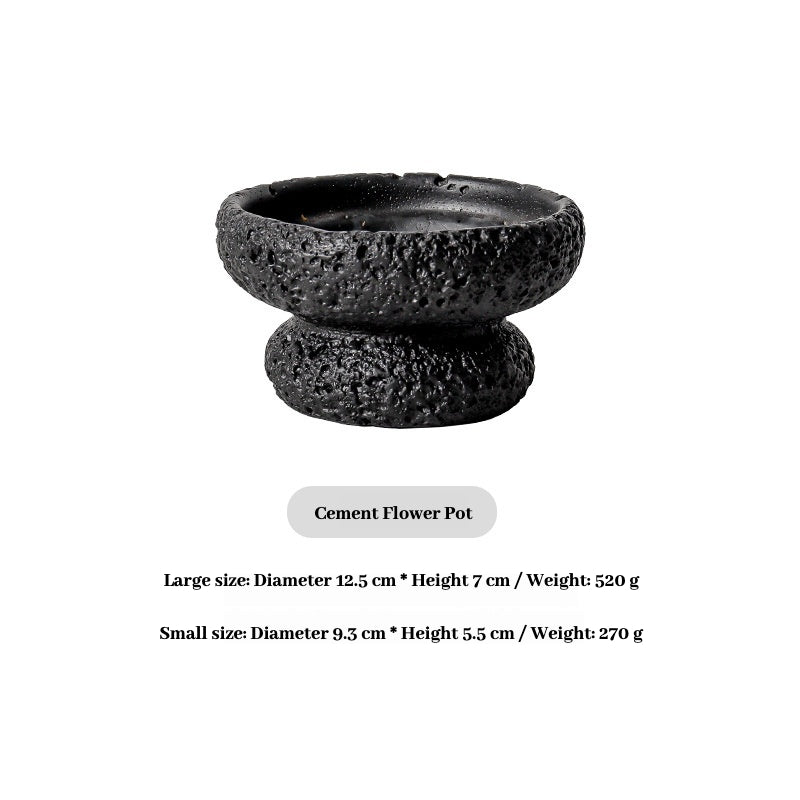 Modern Minimalist Cement Flower Pot – Meteorite Texture High Foot Planter for Succulents, Cactus & Indoor Plants