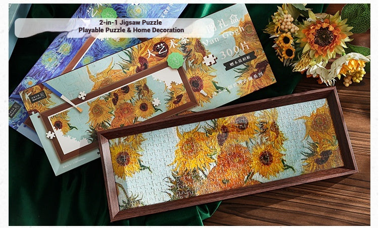 300 Piece Glow in the Dark Jigsaw Puzzle with Wooden Frame – Family Puzzle Game for Adults & Kids – 12.8 × 40 cm