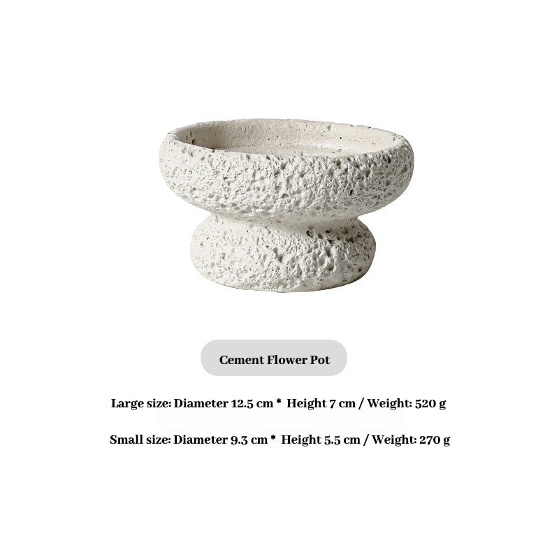 Modern Minimalist Cement Flower Pot – Meteorite Texture High Foot Planter for Succulents, Cactus & Indoor Plants