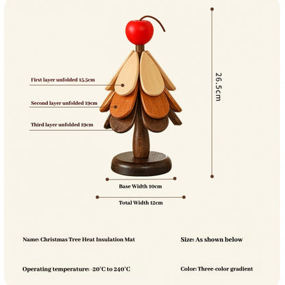 Premium Wooden Christmas Tree Trivet – Heat Resistant Table Mat & Foldable Coaster for Kitchen Décor
