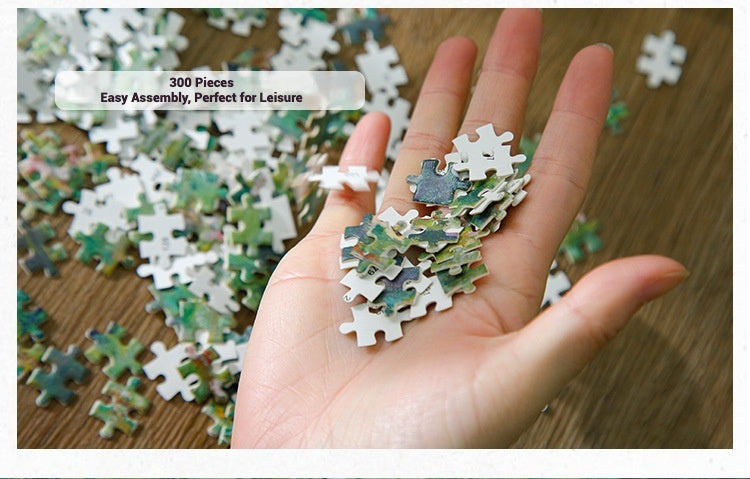 300 Piece Glow in the Dark Jigsaw Puzzle with Wooden Frame – Family Puzzle Game for Adults & Kids – 12.8 × 40 cm