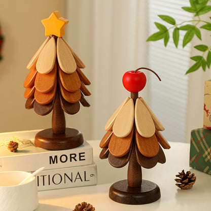 Premium Wooden Christmas Tree Trivet – Heat Resistant Table Mat & Foldable Coaster for Kitchen Décor