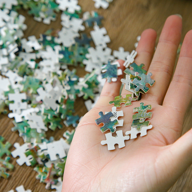 300 Piece Glow in the Dark Jigsaw Puzzle with Wooden Frame – Family Puzzle Game for Adults & Kids – 12.8 × 40 cm