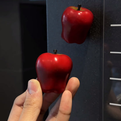 3D Red Apple Fridge Magnet * 2 – Cute Realistic Fruit Magnetic Decor for Kitchen & DIY