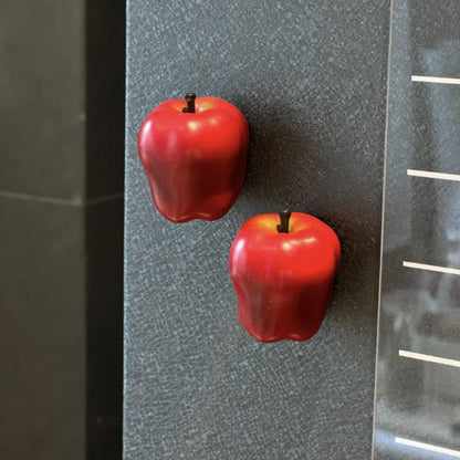 3D Red Apple Fridge Magnet * 2 – Cute Realistic Fruit Magnetic Decor for Kitchen & DIY