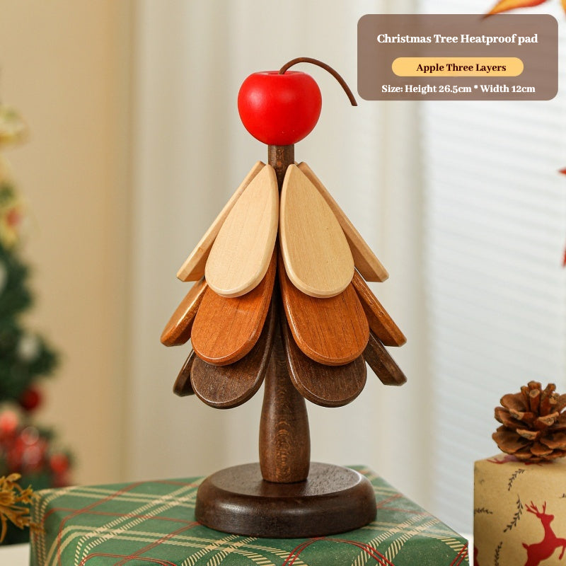 Premium Wooden Christmas Tree Trivet – Heat Resistant Table Mat & Foldable Coaster for Kitchen Décor