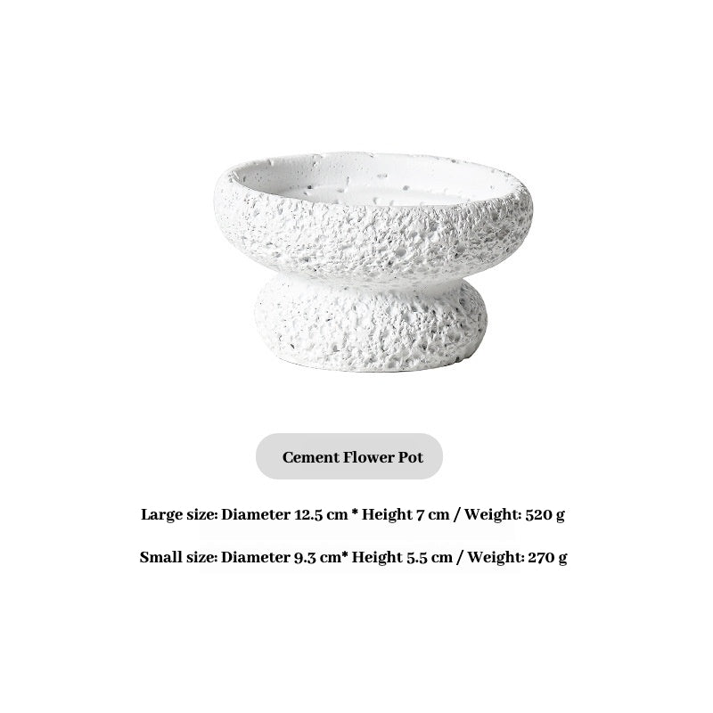 Modern Minimalist Cement Flower Pot – Meteorite Texture High Foot Planter for Succulents, Cactus & Indoor Plants